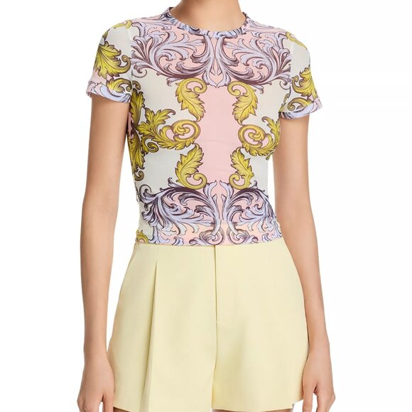 ALICE + OLIVIA DAYDREAMER PAISLEY TESS PASTEL PINK GOLD MESH TOP SHIRT SMALL S - Picture 5 of 16